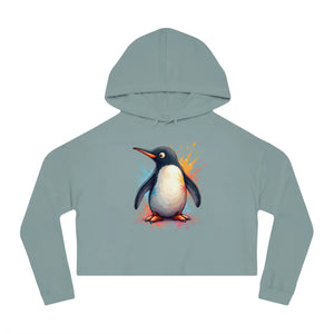 Colorful Penguin Cropped Hooded Sweatshirt - Dipaliz - Sweatshirts