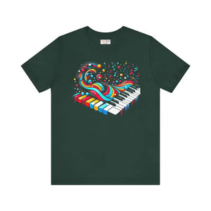 T-shirt - Colorful Piano Waves Dynamic Sleeve Tee - Dipaliz Forest / Xs