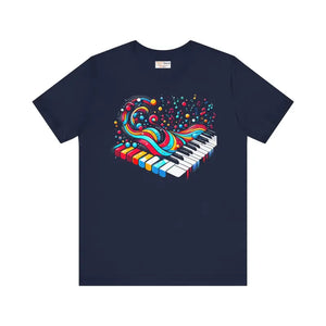 T-shirt - Colorful Piano Waves Dynamic Sleeve Tee - Dipaliz Navy / Xs