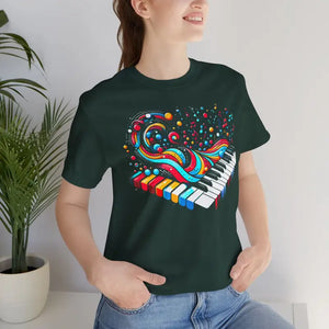 T-shirt - Colorful Piano Waves Dynamic Sleeve Tee - Dipaliz