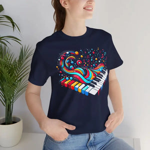 T-shirt - Colorful Piano Waves Dynamic Sleeve Tee - Dipaliz