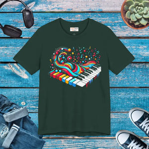 T-shirt - Colorful Piano Waves Dynamic Sleeve Tee - Dipaliz