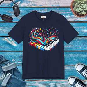 T-shirt - Colorful Piano Waves Dynamic Sleeve Tee - Dipaliz