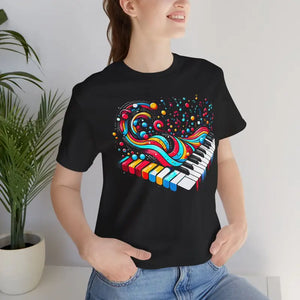 T-shirt - Colorful Piano Waves Dynamic Sleeve Tee - Dipaliz