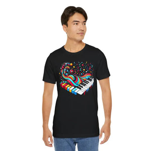 T-shirt - Colorful Piano Waves Dynamic Sleeve Tee - Dipaliz