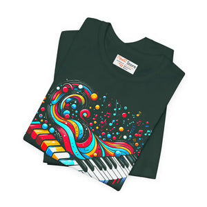 T-shirt - Colorful Piano Waves Dynamic Sleeve Tee - Dipaliz