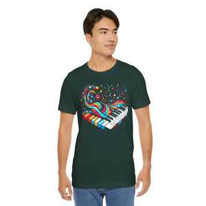 T-shirt - Colorful Piano Waves Dynamic Sleeve Tee - Dipaliz