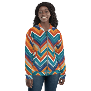 Colorful Stiped Zigzag Bomber Jacket - Fleece - Dipaliz - Jackets