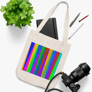 Canvas Tote Bag Colorful Stripes Eco Friendly Bold Style - Dipaliz - one Size / Natural - Bags