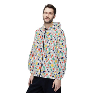 Outerwear - Colorful Terrazzo Print Windbreaker Jacket - Lightweight Hooded - Dipaliz