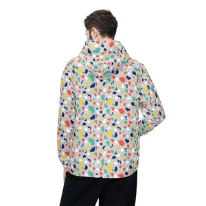 Outerwear - Colorful Terrazzo Print Windbreaker Jacket - Lightweight Hooded - Dipaliz