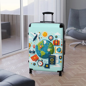 Vibrant World Map Suitcase - Travel Essentials - Dipaliz - Suitcases