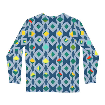 Vibrant Long Sleeve: Men’s Geometric Triangles Tee - All Over Prints