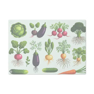 Tempered Glass Cutting Board with Rubber Dots Colorful Vegetables Dipaliz - Boards