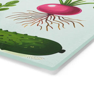 Tempered Glass Cutting Board with Rubber Dots Colorful Vegetables Dipaliz - Boards