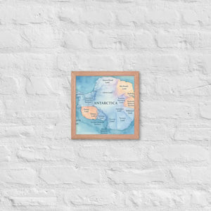 Colorful Watercolor Map Framed Poster Antarctica Art - Dipaliz - Red Oak / 10″×10″ - Posters