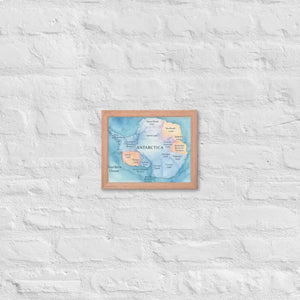 Colorful Watercolor Map Framed Poster Antarctica Art - Dipaliz - Red Oak / 8″×10″ - Posters