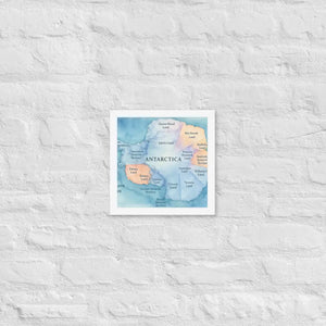 Colorful Watercolor Map Framed Poster Antarctica Art - Dipaliz - White / 10″×10″ - Posters