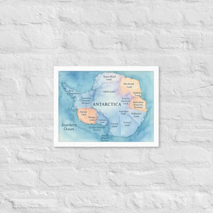 Colorful Watercolor Map Framed Poster Antarctica Art - Dipaliz - White / 12″×16″ - Posters