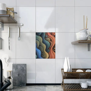 Colorful Waves Ceramic Photo Tile - Vibrant Wall Art - Dipaliz - Tiles