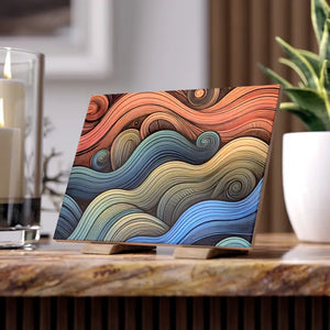 Colorful Waves Ceramic Photo Tile - Vibrant Wall Art - Dipaliz - Tiles