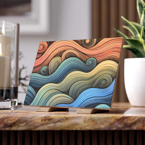 Colorful Waves Ceramic Photo Tile - Vibrant Wall Art - Dipaliz - Tiles