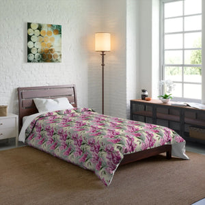 Pink Flowers Pattern Comforter – Soft Polyester - Dipaliz - Quilts & Comforters