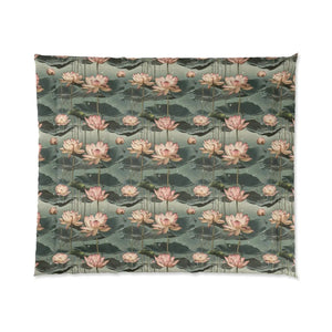 Pink Lotus Flowers Quilt – Lightweight Bedding - Dipaliz - Quilts & Comforters