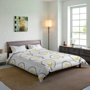 Modern Grey and Yellow Comforter – Abstract Circle - Dipaliz - Quilts & Comforters