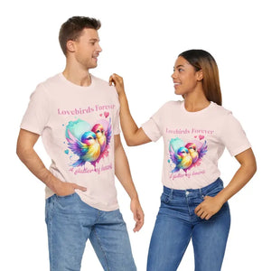 T-shirt - Love Birds Forever Short Sleeve Tee Cotton Comfort by Dipaliz Soft Pink / s