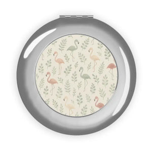 Premium Compact Mirror - Floral Flamingo Design - Dipaliz - Silver / Glossy / one Size - Face Mirrors