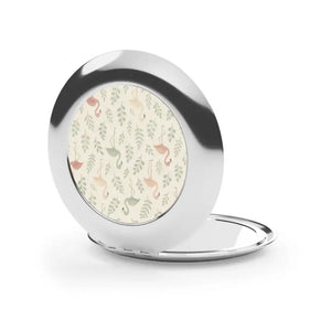 Premium Compact Mirror - Floral Flamingo Design - Dipaliz - Silver / Glossy / one Size - Face Mirrors