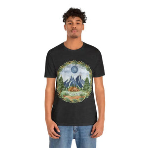Adventure Awaits Tee - Unisex Short Sleeve Mountain Landscape - Dipaliz - Dark Grey Heather / s - T-shirts