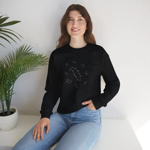 Constellation Crewneck Sweatshirt - Minimal Zodiac Star Map - Black / s