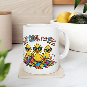 Too Cool for Fall Ceramic Mug, Cute Ducklings with Sunglasses 11oz & 15oz - Mugs
