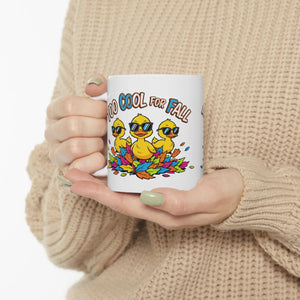 Too Cool for Fall Ceramic Mug, Cute Ducklings with Sunglasses 11oz & 15oz - Mugs