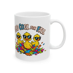 Too Cool for Fall Ceramic Mug, Cute Ducklings with Sunglasses 11oz & 15oz - Mugs