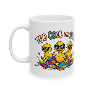 Too Cool for Fall Ceramic Mug, Cute Ducklings with Sunglasses 11oz & 15oz - Mugs