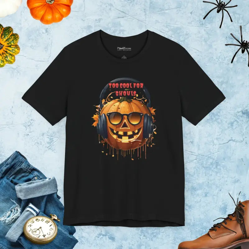 Too Cool for Ghouls Unisex Jack o Lantern Short Sleeve Tee - Black / s T-shirt