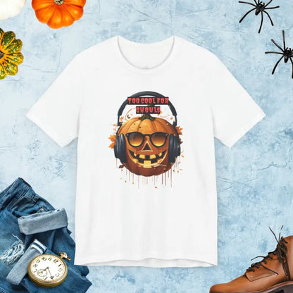 Too Cool for Ghouls Unisex Jack o Lantern Short Sleeve Tee - White / l T-shirt