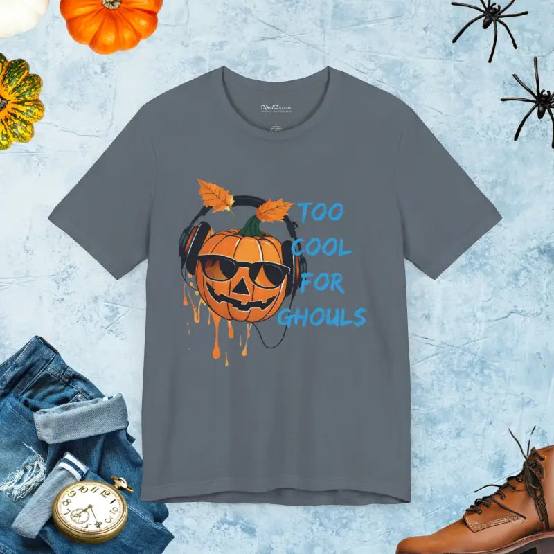 Too Cool for Ghouls Unisex Halloween Jersey Short Sleeve Tee - Steel Blue / s T-shirt