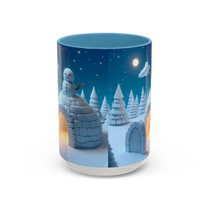 Mug - Whimsical Snowman Coffee - Colorful Joy - Dipaliz 15oz / Light Blue