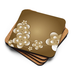 DipaliZ white flower coaster with a cork back and heat resistant face
