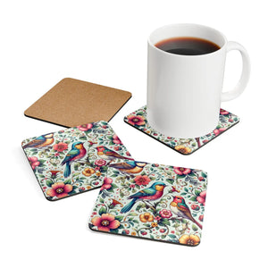 Bird and Floral Coaster Set – Corkwood Decor - Dipaliz - Coasters