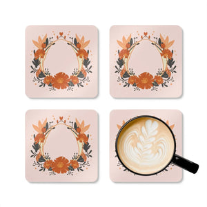 Floral Corkwood Coaster Set – Eco Mdf 4in - Dipaliz - Coasters