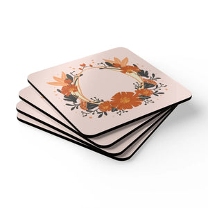 Floral Corkwood Coaster Set – Eco Mdf 4in - Dipaliz - Coasters