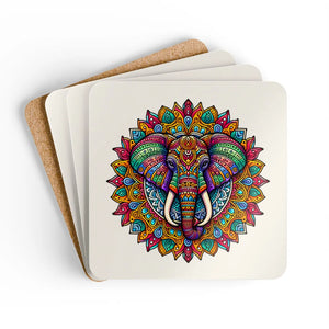 Elephant Mandala Coaster Set – Corkwood 4 Pack - Dipaliz - Coasters
