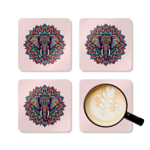 Mandala Elephant Coasters – Corkwood Coaster Set - Dipaliz