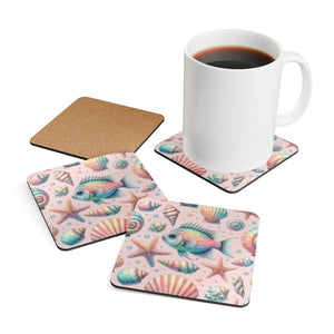 Ocean Corkwood Coaster Set – Marine Art 4 Pack - Dipaliz - Coasters