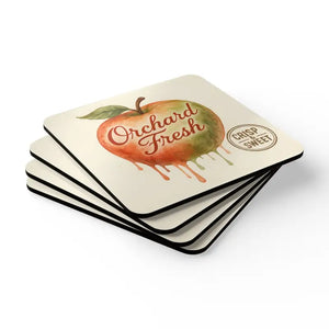 Premium Corkwood Coaster Set - Orchard Fresh Design - Dipaliz - Cork / 3.75’’ × / Square - Coasters
